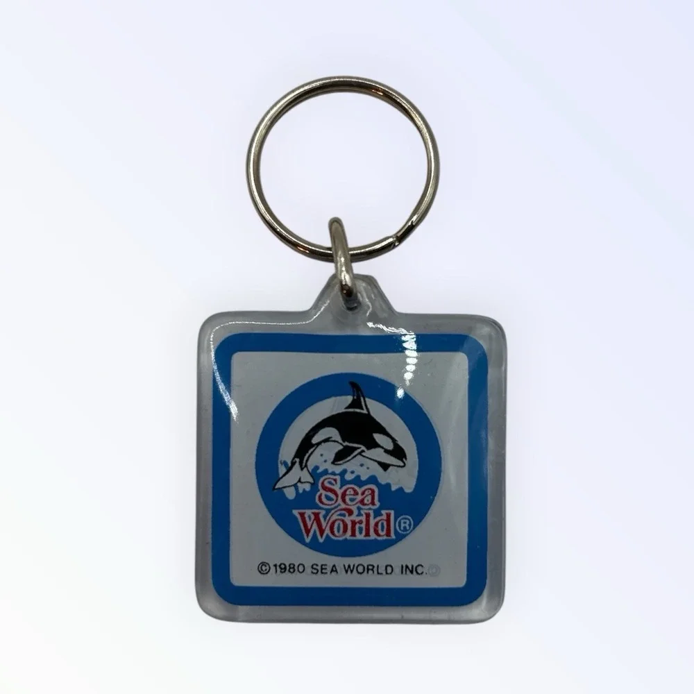 Vintage Seaworld Shamu Keychain 1980‎ Aquarium Orca Whale Souvenir Keyring